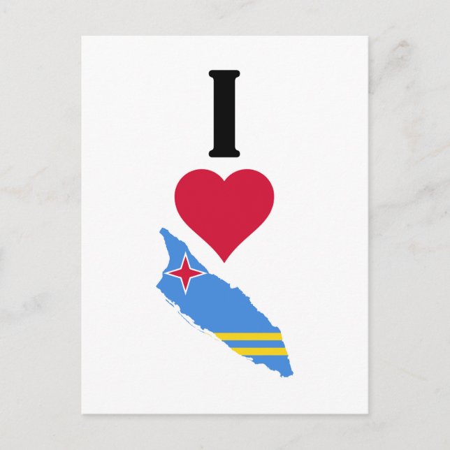 Cartão Postal Eu Amo Aruba Vertical I Heart Aruba Flag Map (Frente)