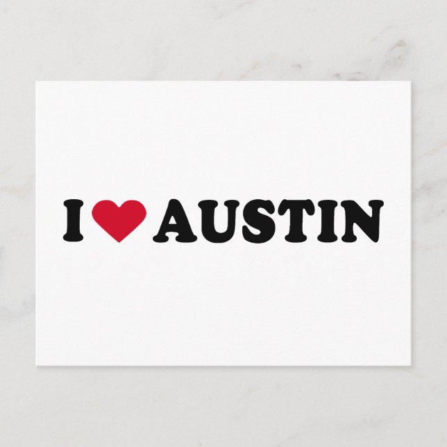 CARTÃO POSTAL EU AMO AUSTIN / EU CORAREI AUSTIN (Frente)