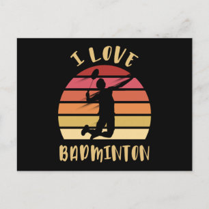 Cartão Postal Eu Amo Badminton Salto Smash