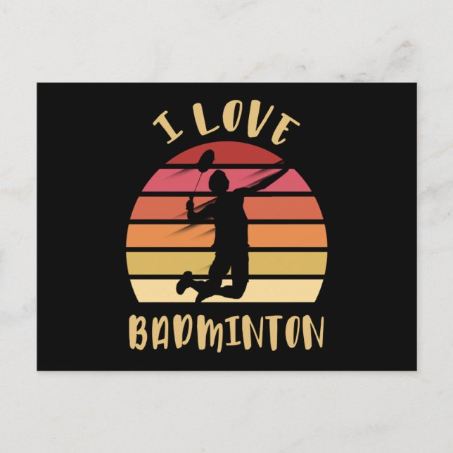 Cartão Postal Eu Amo Badminton Salto Smash (Frente)