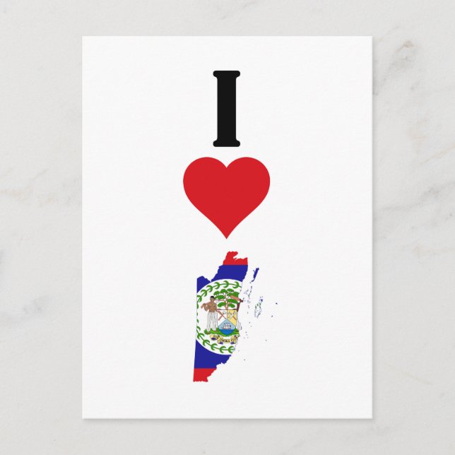 Cartão Postal Eu Amo Belize Vertical I Heart Country Flag Map (Frente)