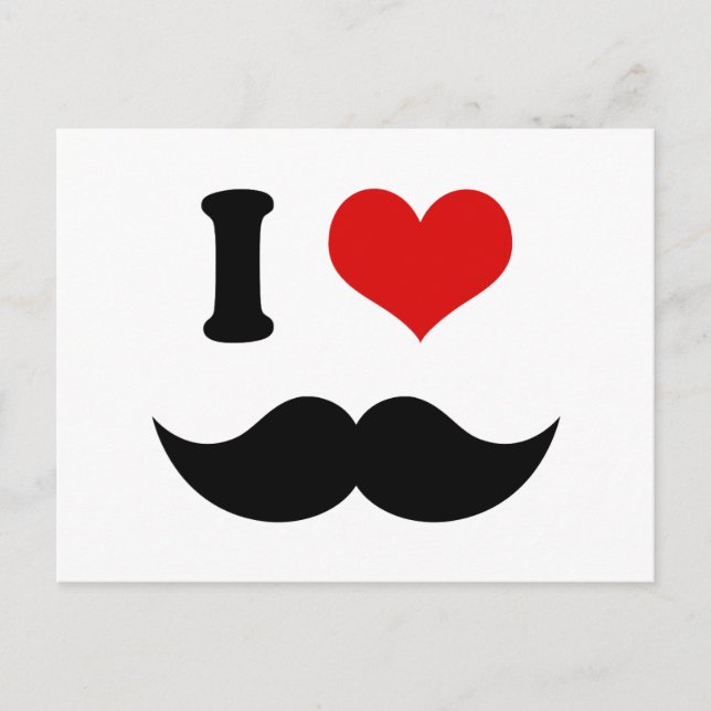 Cartão Postal Eu Amo Bigode Negro (Frente)