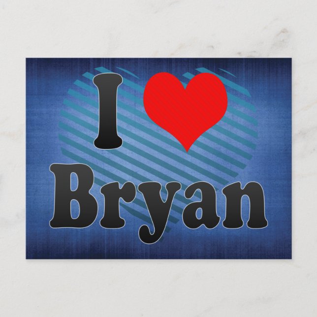 Cartão Postal Eu Amo Bryan, Estados Unidos (Frente)