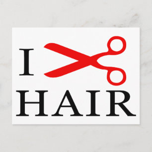 Cartão Postal Eu Amo Cabelo, Corto Cabelo, Amo Barberes, Amo