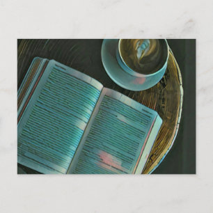 Cartão Postal Eu amo café e livros