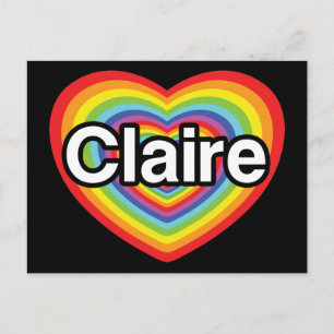 Cartão Postal Eu amo Claire: coração arco-íris