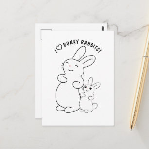 Cartão Postal Eu Amo Coelhos