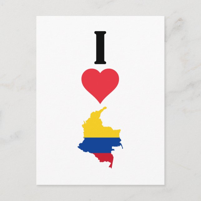 Cartão Postal Eu Amo Colômbia Vertical I Heart Country Flag Map (Frente)