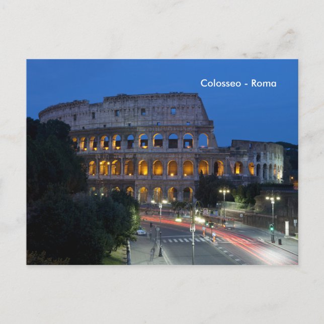 Cartão Postal Eu amo Colosseum à noite (Frente)