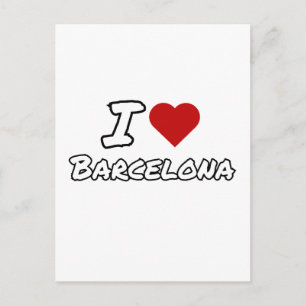 Cartão Postal Eu amo coração cidade Barcelona
