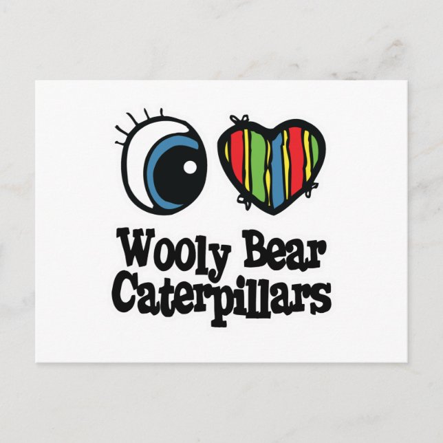 Cartão Postal Eu Amo (Coração) Lagartas Ursas Lanudas (Frente)