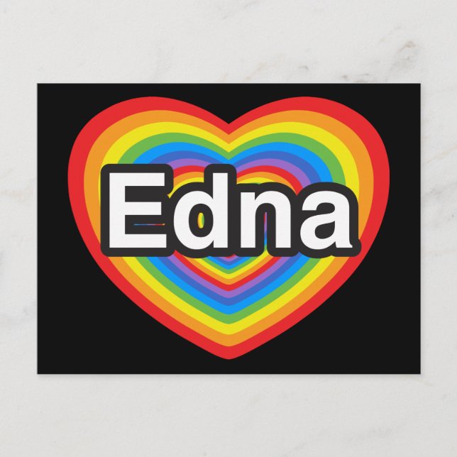 Cartão Postal Eu amo Edna. Eu te amo, Edna. Coração (Frente)