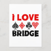 Eu Amo Entusiasta Do Jogador Do Bridge Card