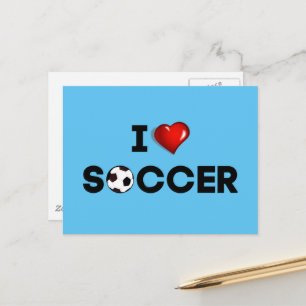 Cartão Postal Eu Amo Futebol, texto preto com coração vermelho