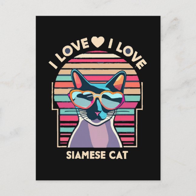 Cartão Postal Eu amo gato siamês (Frente)