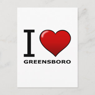 CARTÃO POSTAL EU AMO GREENSBORO, NC - CAROLINA DO NORTE