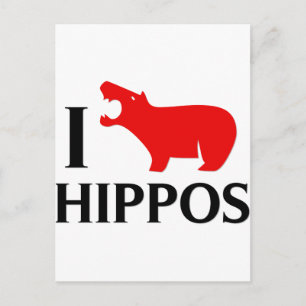 Cartão Postal Eu Amo Hippos