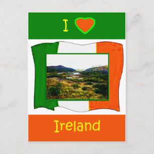 Cartão Postal Eu amo Irlanda Flag Kerry Ireland White Background