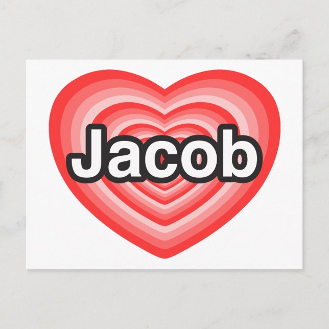 Cartão Postal Eu amo Jacob. Eu te amo Jacob. Coração (Frente)