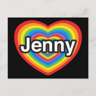 Cartão Postal Eu amo Jenny. Eu te amo, Jenny. Coração