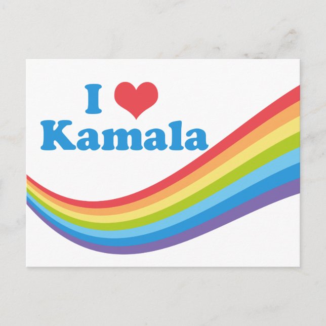 Cartão Postal Eu Amo Kamala Harris Cute Rainbow (Frente)
