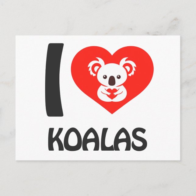 Cartão Postal Eu amo Koalas (Frente)