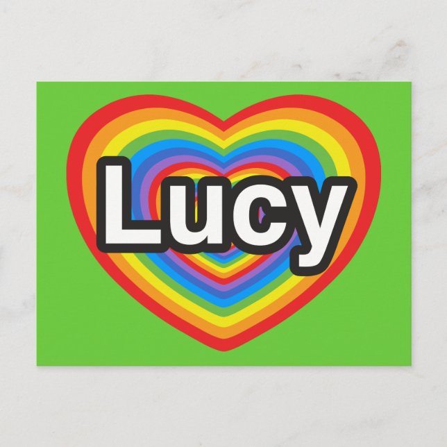 Cartão Postal Eu amo Lucy. Eu te amo, Lucy. Coração (Frente)