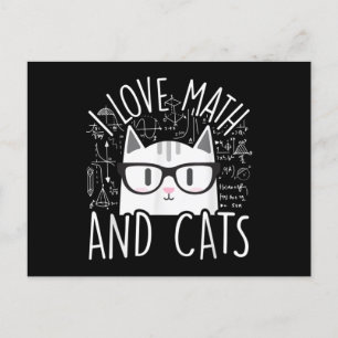 Cartão Postal Eu Amo Matemática E Gatos Gatinho Fofo Gato