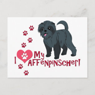Cartão Postal Eu Amo Meu Affenpinscher!