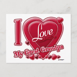 Cartão Postal Eu amo meu Excelente vovô vermelho - coração
