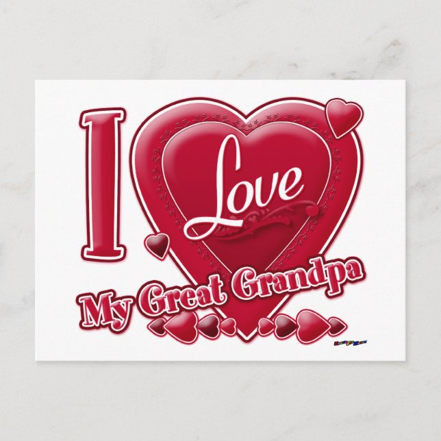 Cartão Postal Eu amo meu Excelente vovô vermelho - coração (Frente)