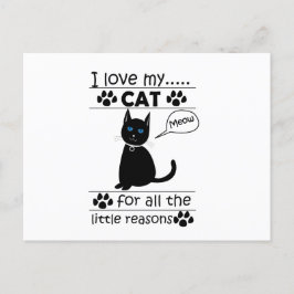 Cartão Postal Eu Amo Meu Gato Negro