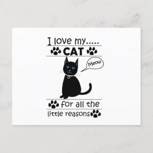 Cartão Postal Eu Amo Meu Gato Preto
