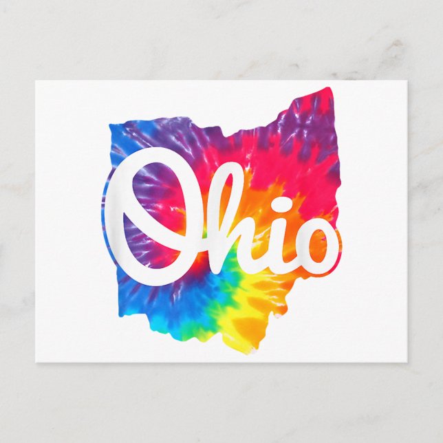 Cartão Postal Eu Amo Meu Lar Ohio Script Tie Dye Ohio (Frente)