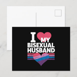 Cartão Postal Eu Amo Meu Marido Bissexual Orgulho Bi Bandeira Bi