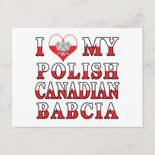 Cartão Postal Eu Amo Minha Bandeira Polonesa Canadiana Babcia