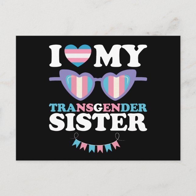 Cartão Postal Eu Amo Minha Família Transgênero Irmã Trans LGBTQ (Frente)