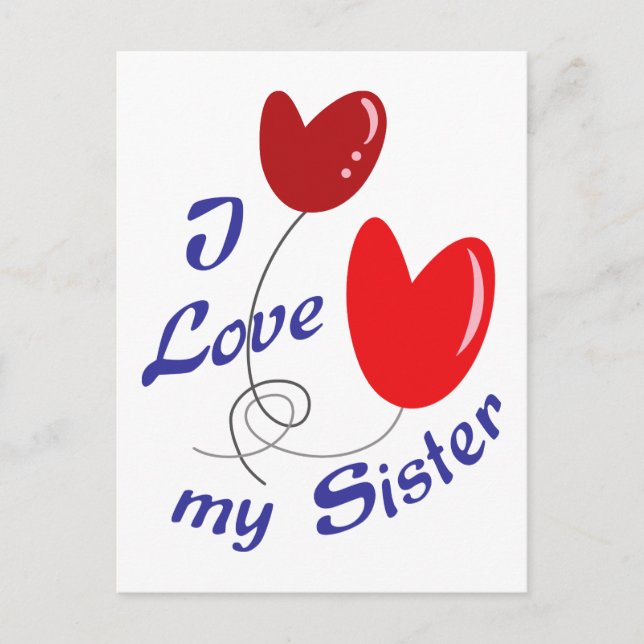 Cartão Postal Eu amo minha irmã (Frente)