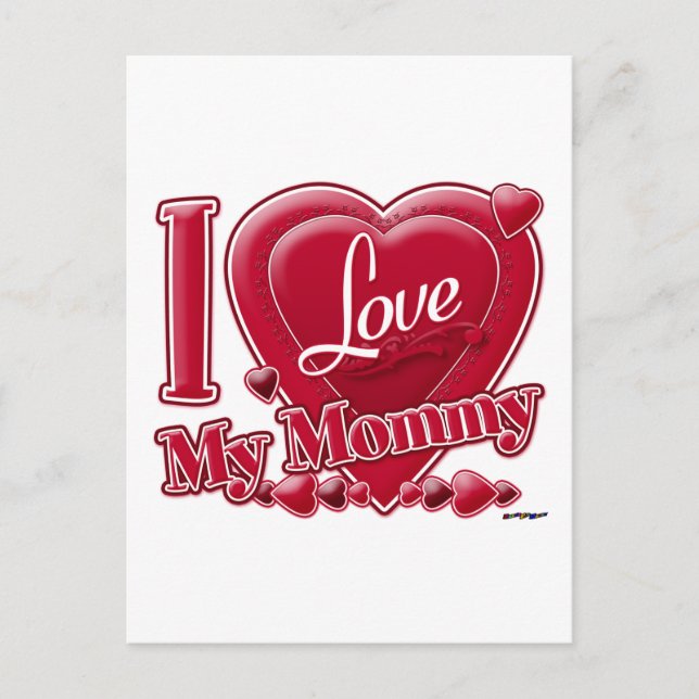 Cartão Postal Eu amo minha Mamãe - coração (Frente)
