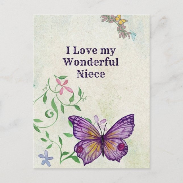 Cartão Postal Eu Amo Minha Maravilhosa sobrinha (Frente)