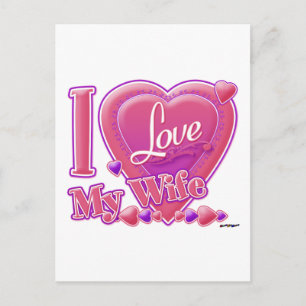 Cartão Postal Eu Amo Minha Mulher rosa/roxo - coração