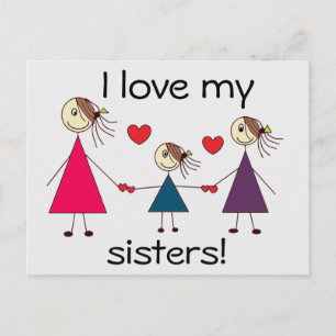 Cartão Postal Eu amo minhas irmãs Irmãs Lindas Amor