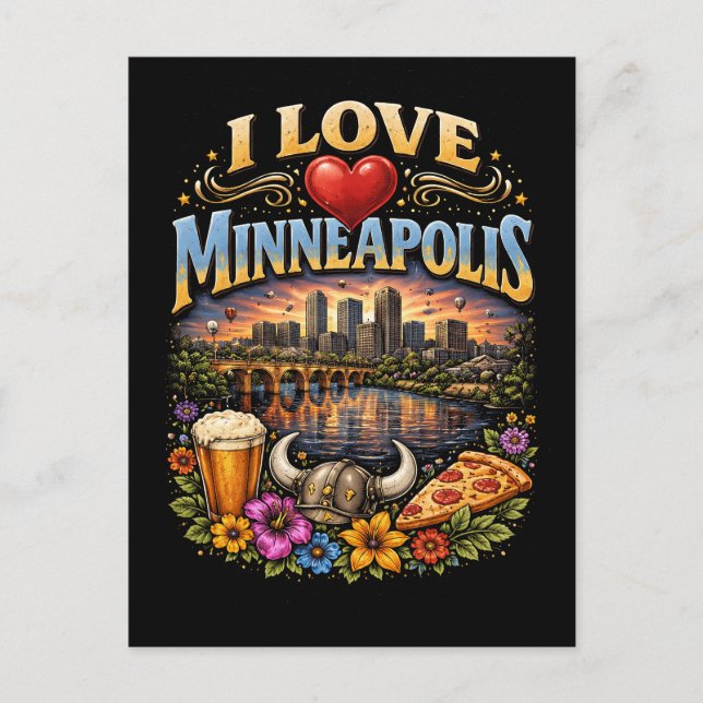 Cartão Postal Eu Amo Minneapolis (Frente)