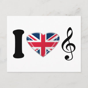 Cartão Postal Eu amo Music Art Design