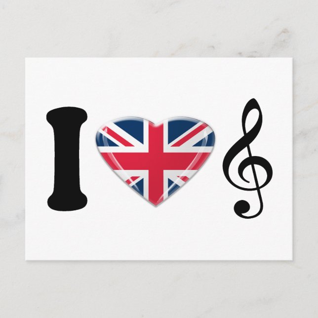 Cartão Postal Eu amo Music Art Design (Frente)