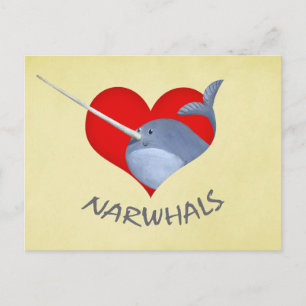 Cartão Postal Eu amo Narwhals