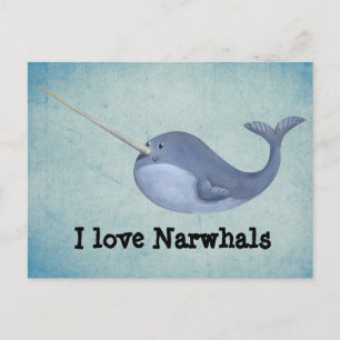 Cartão Postal Eu amo Narwhals