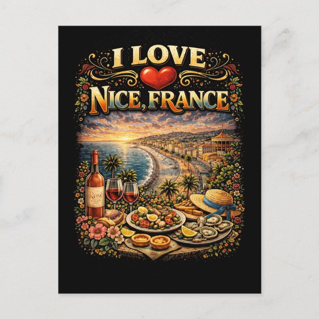 Cartão Postal Eu Amo Nice (Frente)