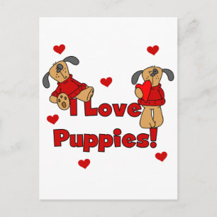 Cartão Postal Eu amo o camiseta e os presentes dos filhotes de