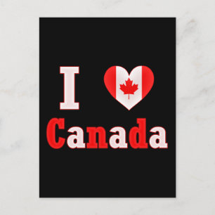 Cartão Postal Eu Amo o Canadá Maple Leaf Heart